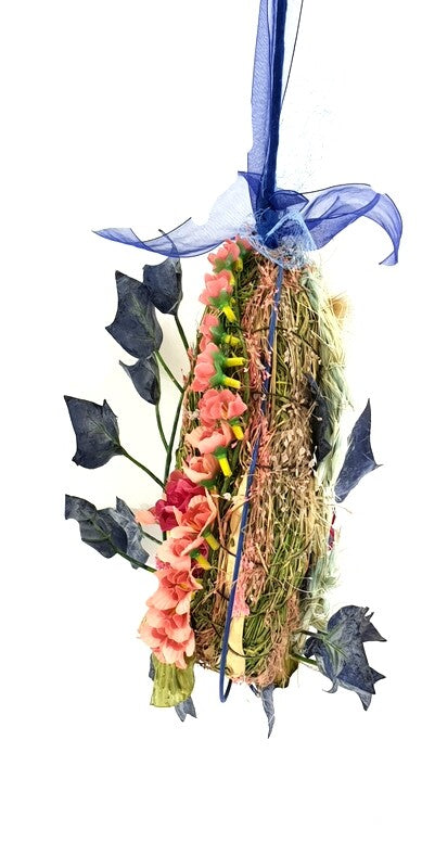 Kranz künstlich trocken beidseitig dekoriert Blau Rosa Dahlie Lagurus 20 cm