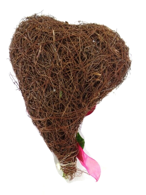 Grabschmuck Herz Reisigesteck Rosa Kunstblumen Natur Beeren Maiglöckchen