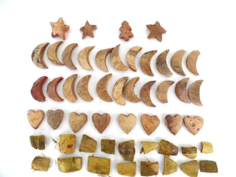 Natur Deko Sortiment Mix 230 g Mond Stern Herz Baum Holzteile Streudeko Braun