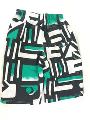 Badehose Badeshorts M Beach Wear E & F Shorts Schwarz Grün gemustert Bermuda