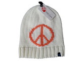 MÜTZE STRICKMÜTZE Weiß Peace Zeichen orange 100 % Acrylic Hightlight Company