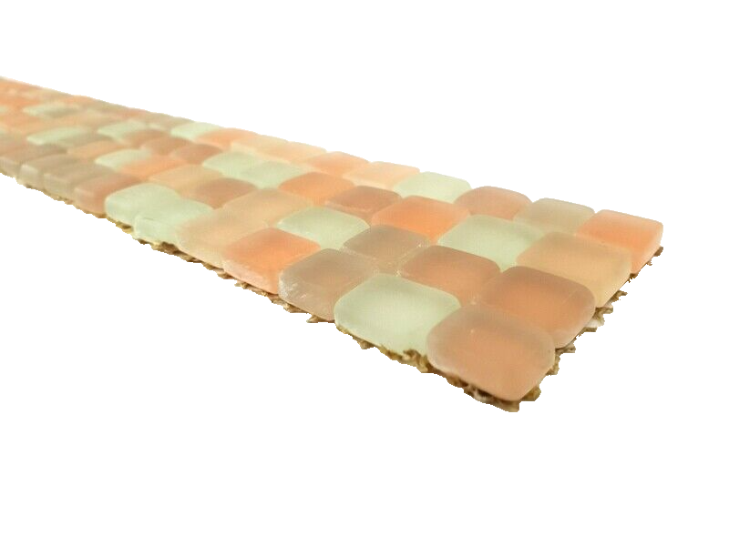 BORDÜRE Glasmosaik creme milchig Lachs matt Borde 1 x Streifen 92 Steine