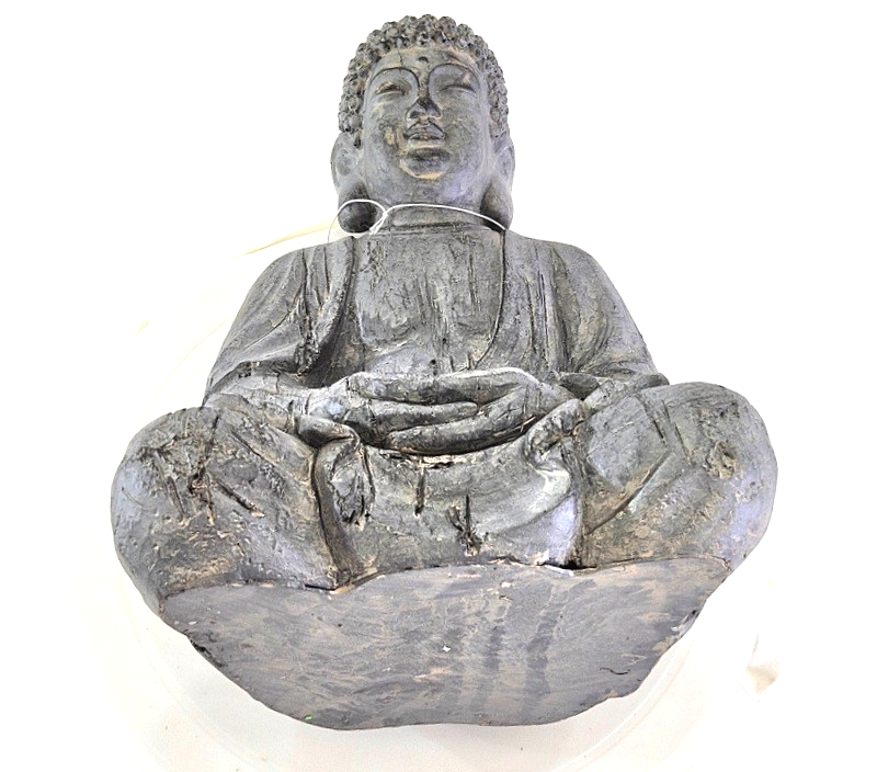 Buddha Figur sitzend Feng Shui Statue Thai grau 30 x 20 x 18 cm Deko Geschenk