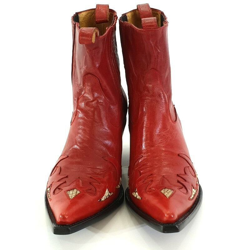 Westernstiefel 39 Rot Short Rojo Natural Rot Applikationen Leder spitz Go West