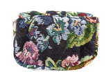 Geldbörse Schwarz Portmonaie Wallet Etui fortlaufendes Blumenmuster Magnetversch