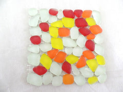BORDÜRE Glasmosaik Napoli/M Polygonal Soft Glas milchig Gelb Orange Rot matt