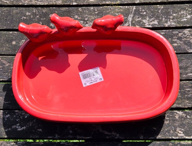 Vogeltränke Vogelbad Rot Garten Wasserschalen Vogelbecken Tiertränke Geschenk