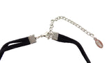 HALSKETTE BEHAVE 15 cm D. Band Schwarz silberfarbene Perlen & Straß Top