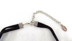 Behave Kette Halskette 15 cm D. Band Schwarz silberfarbene Perlen & Straß Top