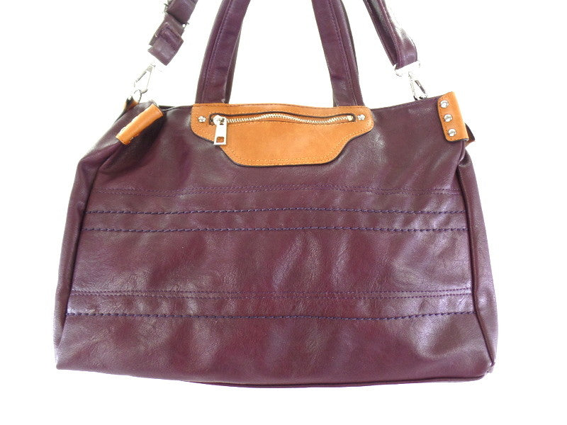 Mahel Umhänge / Schultertasche Lila mit Braun Ziernieten Damentasche Tasche