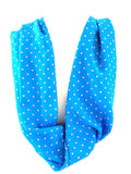 Schal Rundschal hellblau mit Rosa Punkten Loop Wickelschal 100% Polyester