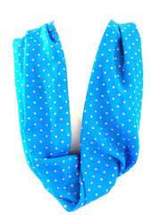 Schal Rundschal hellblau mit Rosa Punkten Loop Wickelschal 100% Polyester