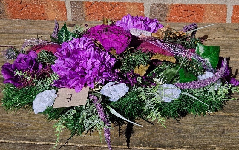 Casa-Poador Grabschmuck Gesteck Exoten Lila künstlich Totensonntag Friedhof Blum
