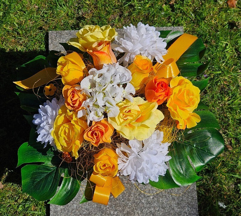Casa-Poador Strauß Kunstblumen Rosen Grabstrauß Geschenk künstliche Blumen