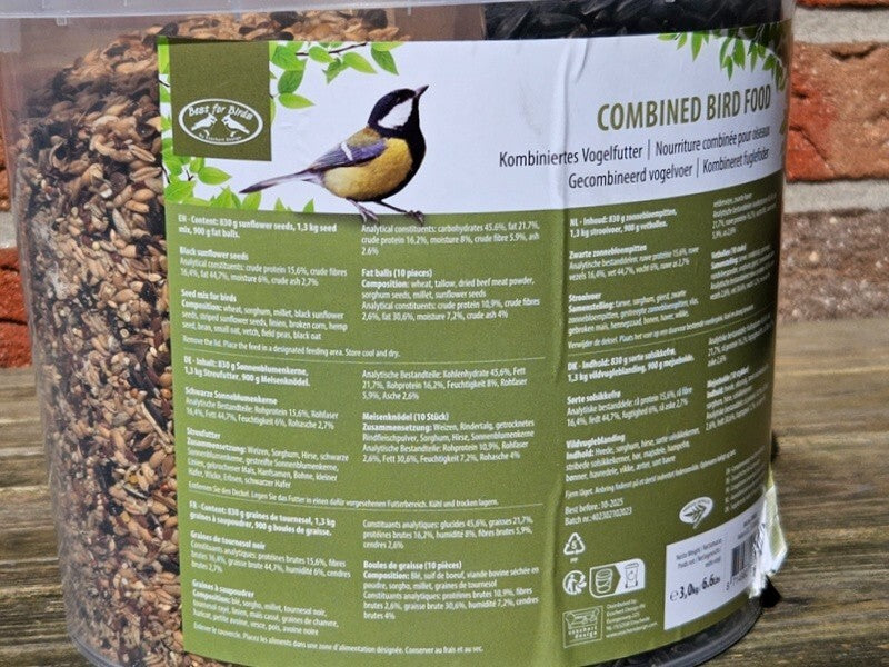 Vogelfutter Mix Eimer 3 kg Vogelfutter Meisenfutter schwarze Sonnenblumenkerne