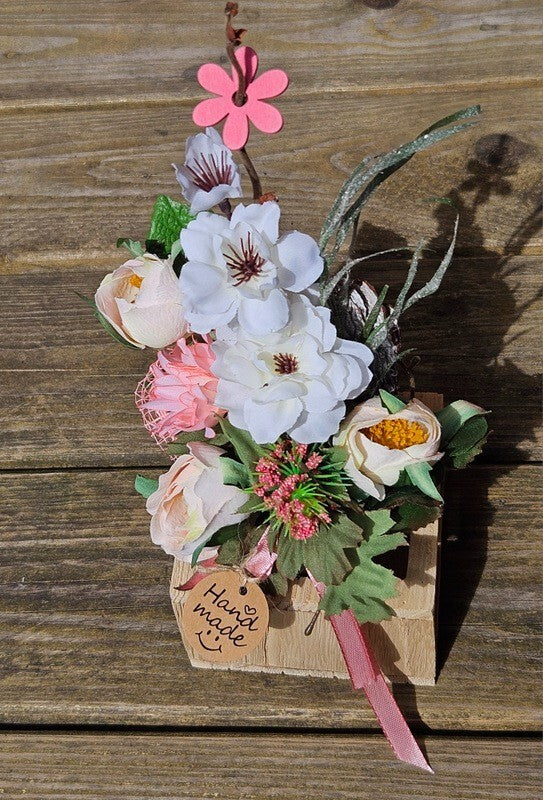 Casa-Poador Künstliches Gesteck  Kunstblume in Holzkästchen Blume  Geschenk Deko