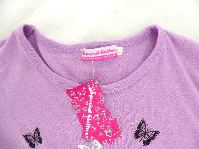 Mädchen T-Shirt Lila Größe 10 Kinder kurzarm Shirt Schmetterling
