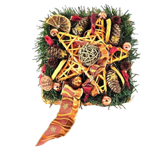 Casa-Poador Weihnachtsgesteck künstliche Accessoires Sterne Zapfen Tanne Kugeln