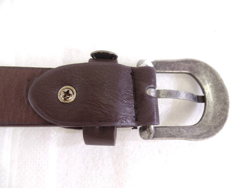 Gürtel dunkel Braun 100 cm Lang 2 cm Breit Dornschließe runde matte Nieten