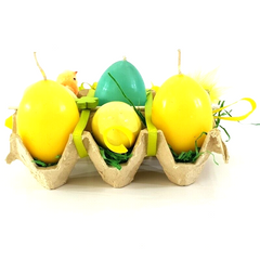 Oster Eier Kerzen 3 er Set Wabe Gelb Türkis Eierkerzen Ostern Deko Geschenk