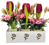 CASA - POADOR GESTECK Kunstblumen Tulpen Lagurus Glas Geschenk Wohnambiente