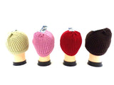 Mützen Strickmützen Umschlag in 4 Farb - Varianten Beige Rosa Rot d. Braun