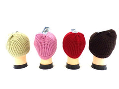 Mützen Strickmützen Umschlag in 4 Farb - Varianten Beige Rosa Rot d. Braun