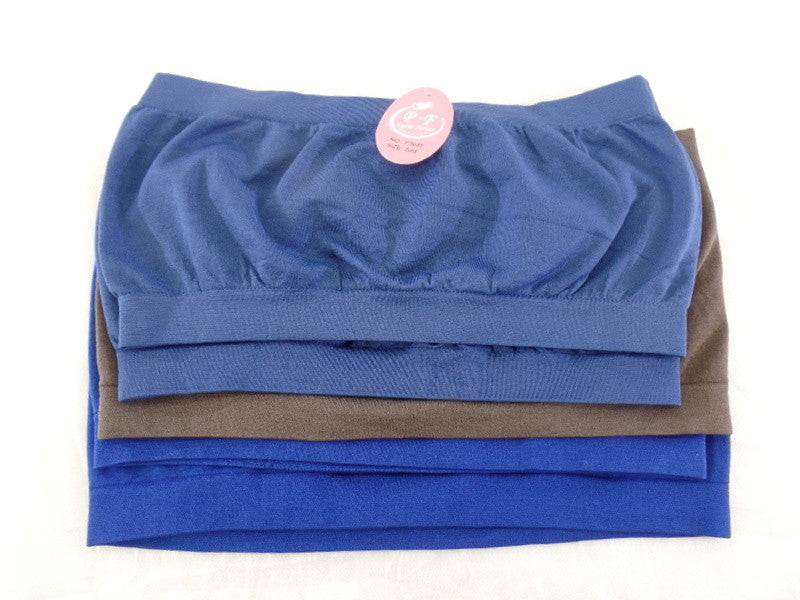 Bandau 5 er Set Bustier S / M Nahtlos Bügelos 4 x Blau 1 x BraunTrägerlos Sport