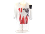 T - SHIRT & TOP America Vintage Flagge und Stern Grau One Size Pailetten