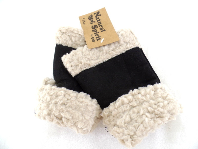 Handschuhe Fingerlos Schwarz L / XL Kunstleder Kunstfell Natural Spirit