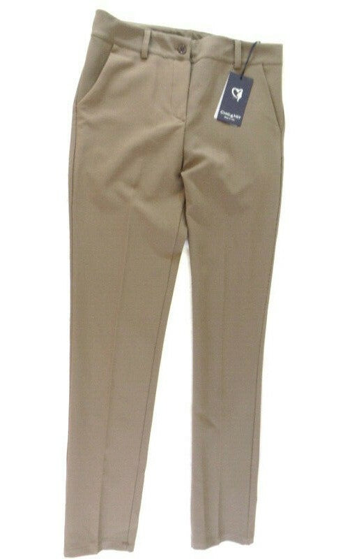 Hose Chic & Mit Kaki Größe M Bundfaltenhose Buisnesshose Italy