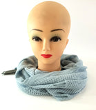 Schal Rundschal Blau Grau Loop Wickelschal gestrickt Lochmuster 100% Arcylic