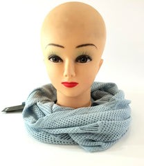 Schal Rundschal Blau Grau Loop Wickelschal gestrickt Lochmuster 100% Arcylic