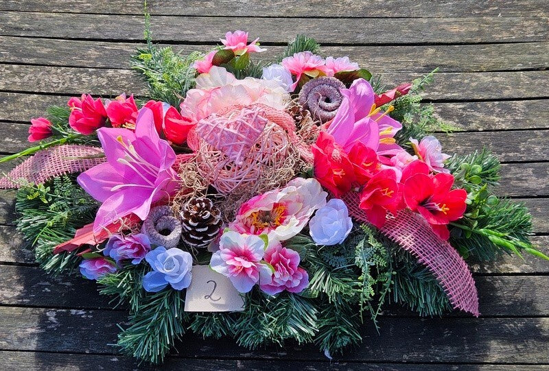 Casa - Poador Grabschmuck Rosa Exoten künstlich Totensonntag Friedhof