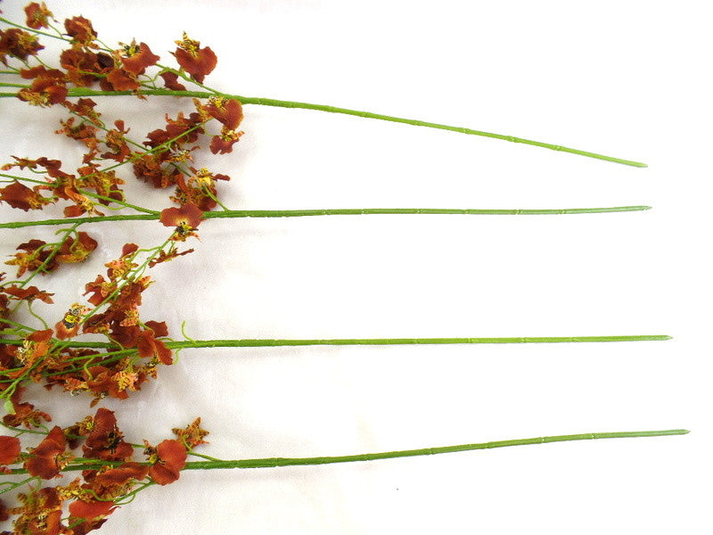 Künstliche Seidenblumen Orchideen Braun Rost 4 Zweige 100 cm Dekoration Top