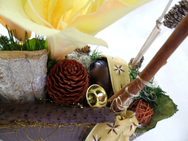 Casa-Poador Weihnachtsgesteck Amaryllis Creme Braun Natur künstliche Tanne Deko