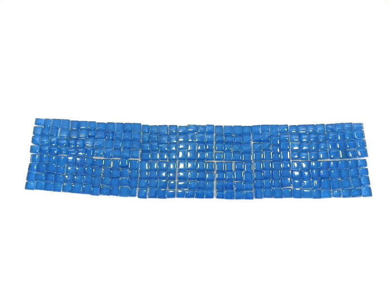 BORDÜRE Glasmosaik Blau Klarglas unregelmäßig 18 Stck 50x50 mm 288 Steine 5 mm