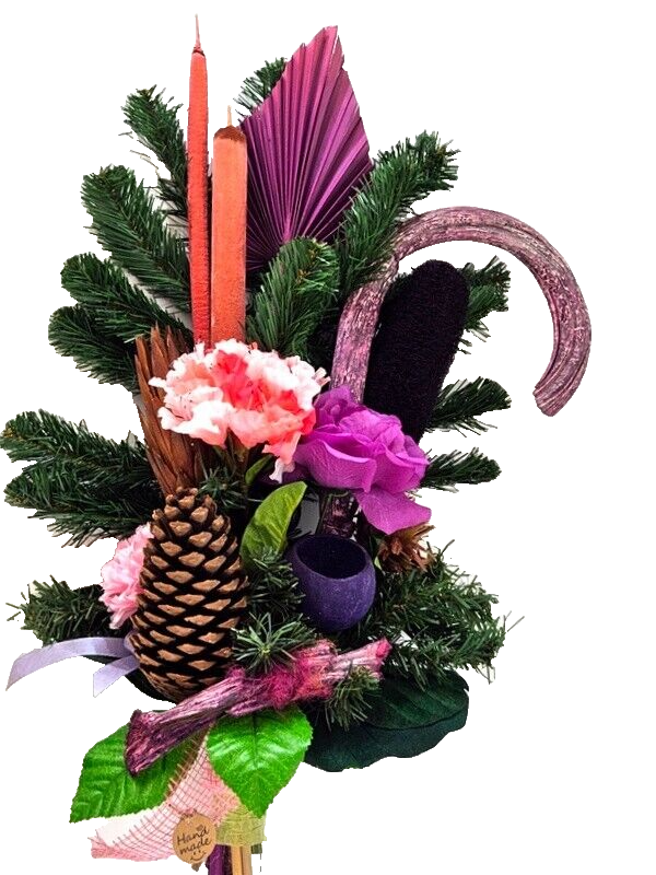 Grabschmuck Trockenblumen Exoten Lila Rosa Naturmaterial Totensonntag Friedhof