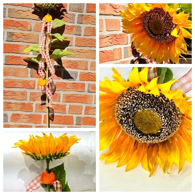 Kunstblume künstliche Sonnenblume gelb 108 L x 23 cm Band Filzkürbisse Deko