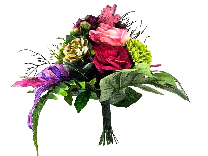Strauß künstlich Bourdaux Pink Kunstblumen Holzigel Palm Speer 30 cm H Geschenk