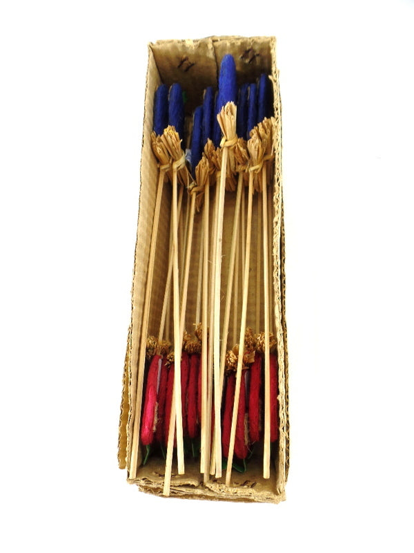 Blumenstecker Apfelmotive 24 Stück je 12 Blau 12 Rot 30 cm L. am Stab Deko