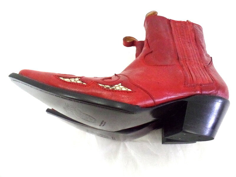 Westernstiefel 39 Rot Short Rojo Natural Rot Applikationen Leder spitz Go West