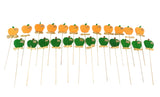 BLUMENSTECKER APFELMOTIVE 24 Stück je 12 in Orange 12 Grün 30 cm L. am Stab Deko