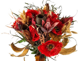 CASA - POADOR TROCKENBLUMEN Exoten künstliche Seidenmohn Mix Strauß Rot Gelb Naturmaterial