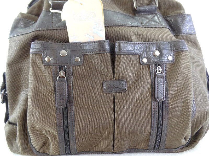 Geoss Tasche Braun Schultertasche Reißverschluss Damentasche