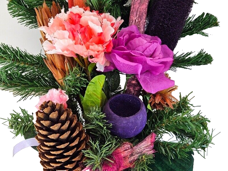 Grabschmuck Trockenblumen Exoten Lila Rosa Naturmaterial Totensonntag Friedhof