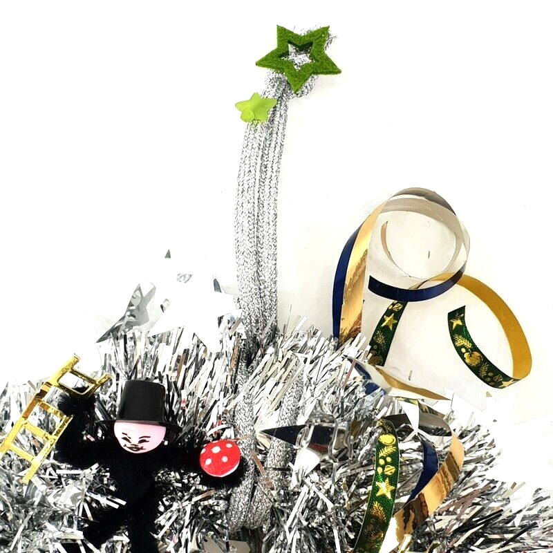 Türkranz Wandkranz Silber Glitzerband künstlich 25 cm Silvester Neujahr Glück