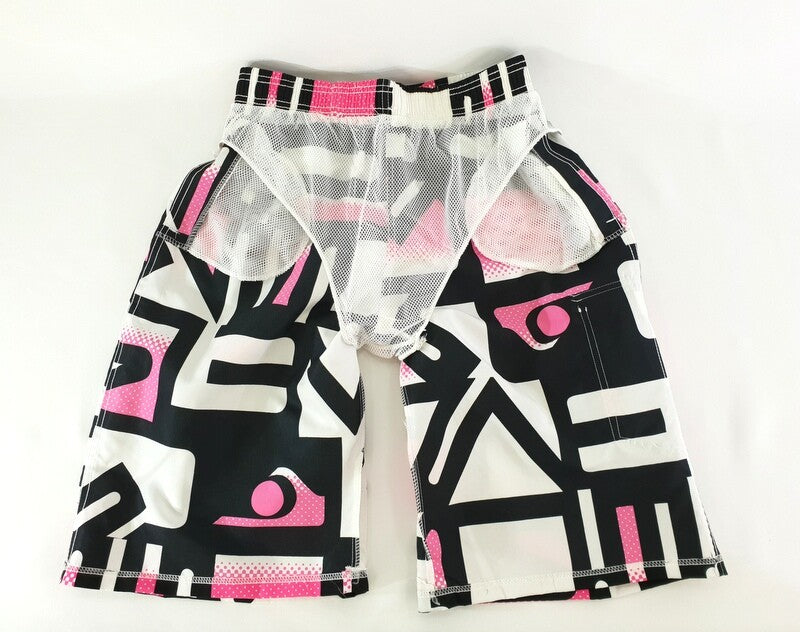 Badehose Badeshorts M Beach Wear E & F Shorts Schwarz Weiß Rosa gemustert