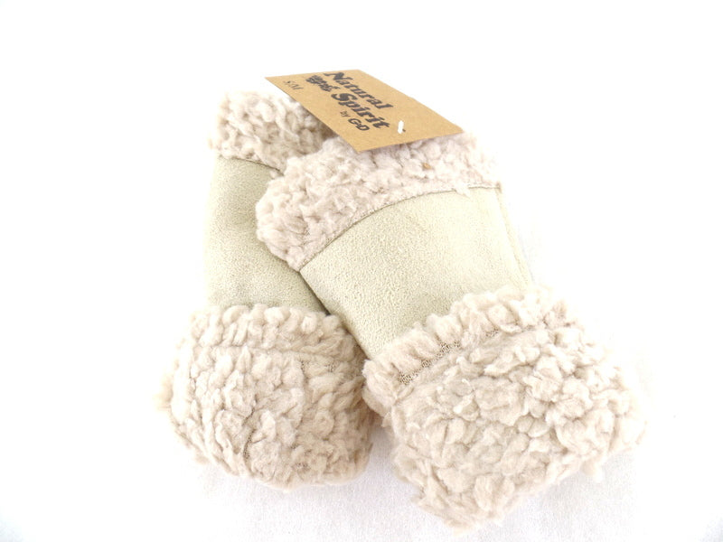 Handschuhe Fingerlos Creme / Beige S / M Kunstleder Kunstfell Natural Spirit