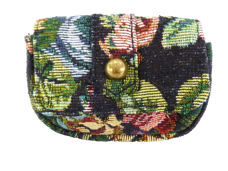 Geldbörse Schwarz Portmonaie Wallet Etui fortlaufendes Blumenmuster Magnetversch